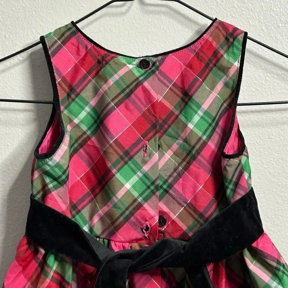 Oshkosh B’gosh Toddler Girl Party Holiday Red Sleeveless Plaid‎ Dress Size 4T.